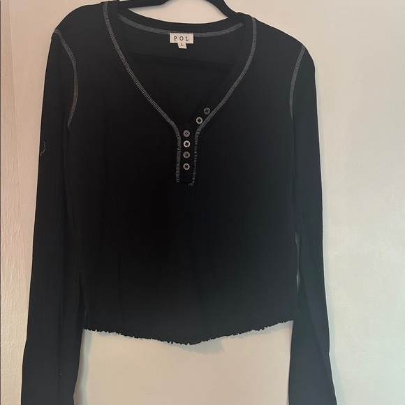POL Black Button-Detail Long Sleeve sweater, New, large - Picture 1 of 4
